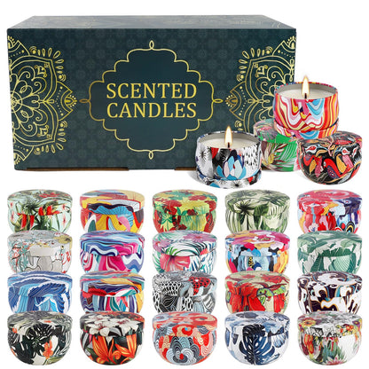 YOROXRG 24Pack Scented Candles, Soy Wax Travel Tin Jar Candles, Aromatherapy Candles for Home 2.5 OZ for Mom for Christmas, Birthday, Thanksgiving, Mother's Day, Valentine's Day