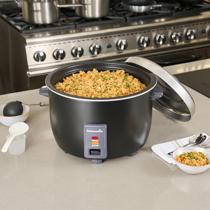 Restaurantware Commercial Rice Cooker 60 Cup Heavy-Duty Steel Industrial Rice Warmer With Nonstick Interior Black Ideal For Catering And Buffet Use