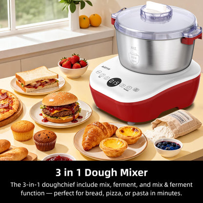 AIZIYO DoughChief, 7.4QT Dough Mixer, Dough Maker with Ferment Function, Bread Maker with 304 Stainless Steel Bowl, Removeable lid, Touch Panel Control, Proofing Box for Pizza & Bread