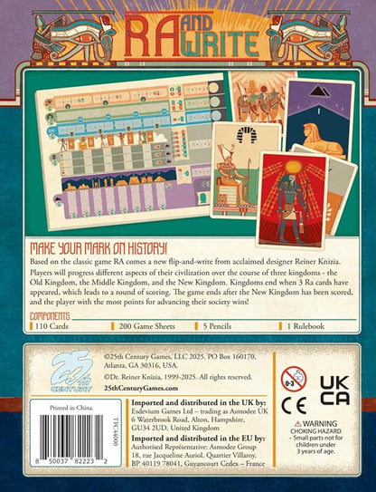 RA by 25th Century Games – Ancient Egyptian Theme Auction and Set-Collection Board Game for 2-5 Players and Ages 12+