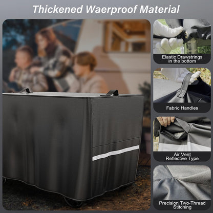 BBQMall Pizza Oven Cart Table Cover, 53 x 26 x 28 in Outdoor Grill Table Cover with 600D Weather-Resistant Fabric and Drawstring, Patio BBQ Prep Table Cover for Rolling Kitchen Cart