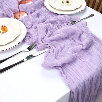 RestfulGlow 6 Pack Lavender Purple Cheesecloth Table Runner 10FT Boho Cheese Cloths Fabric Table Runners 120 Inch Rustic Sheer for Summer Wedding Birthday Party Baby Shower Home Decorations