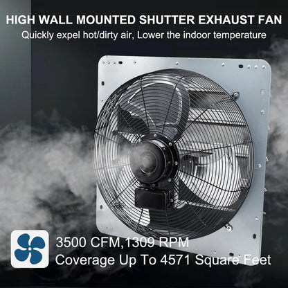 Criditpid 20 Inch Wall Mounted Shutter Exhaust Fan with ON/OFF Switch, High-Speed, Low-Noise Pure Copper Motor, Wall Exhaust Fan for Gable, Shed, Garage, Greenhouse, Kitchen, Attic, 3500 CFM, 1309 RPM