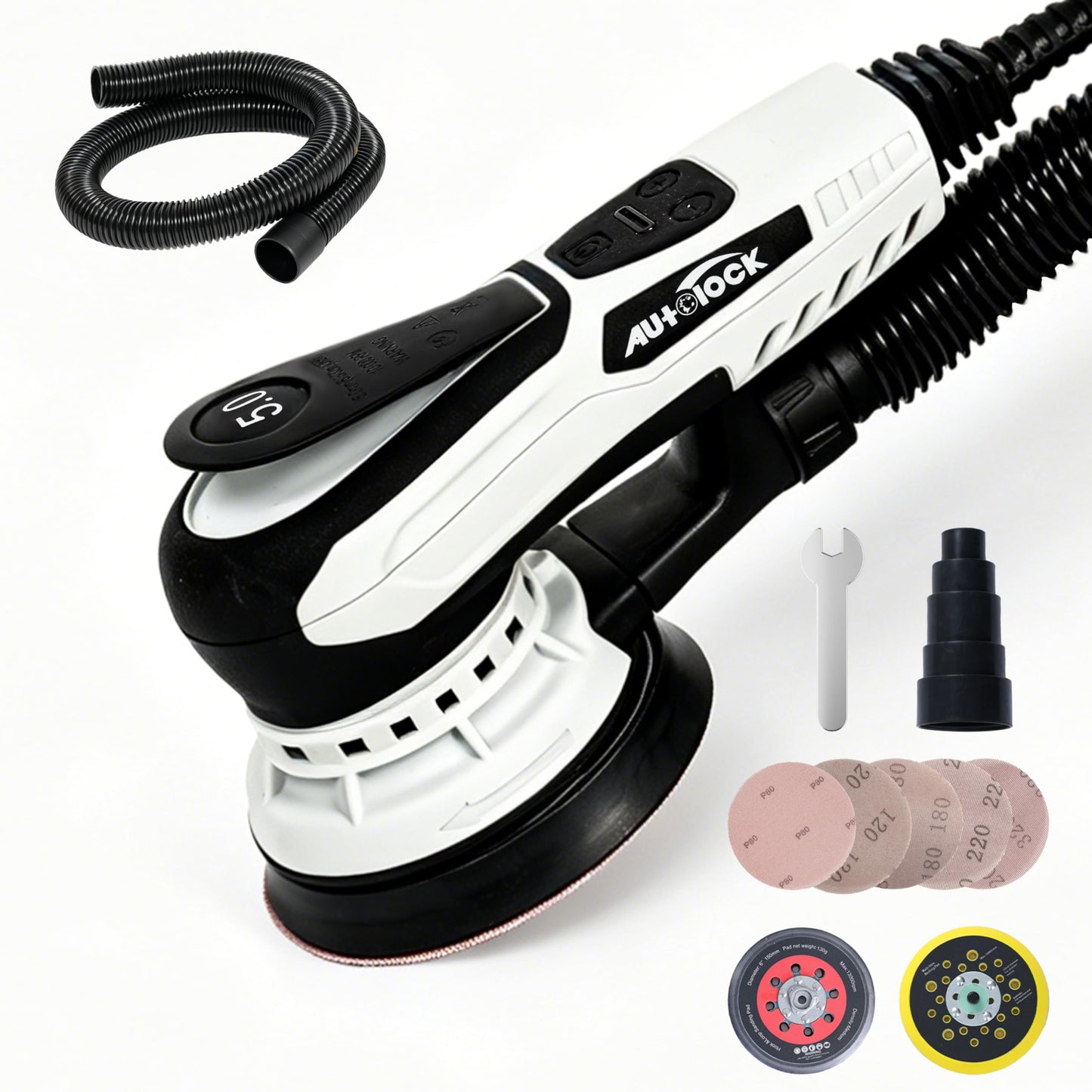 Autolock Electric Random Orbital Sander, 350W Brushless Motor with 5 & 6 Inch Pads, 10000RPM Palm Sander for Woodworking, Sanding and Polishing (1pcs)