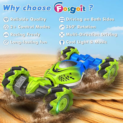 Gesture RC Car 2.4GHz 4WD Gesture Sensing RC Stunt Car Toys for 6-12 Years Old Boys Girls Hand Controlled Remote Drift Twist Offroad 360° Rotation with Lights Music for Birthday Gifts