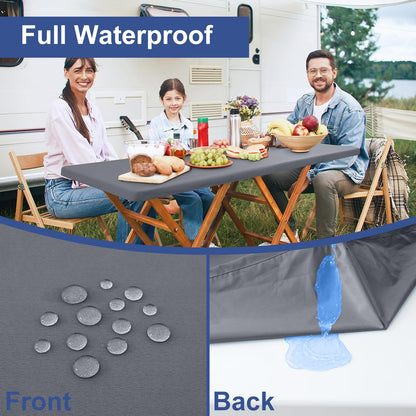 homing 2 Pack 6 Foot Rectangle Elastic Fitted Tablecloth, Waterproof Fabric Table Cover, Washable Polyester Table Cloth for Picnic, Camping, Outdoor (Grey, 30" x 72")