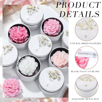 Threlaco 12 Pcs Flower Candles Scented Bridesmaid Gift Set Soy Wax Aromatherapy Candles Bulk for Wedding Bridal Shower Home Guests Women Valentines Mothers Day Anniversaries Favor(Pink Gradient)