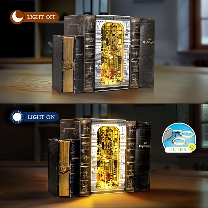 Reobrix Bookend Building Set with Light Star Planet Book Nook Building Kit 66030 Bookshelf Home Decor 2879 PCS Booknook Model Toy Kit Gift for Adults