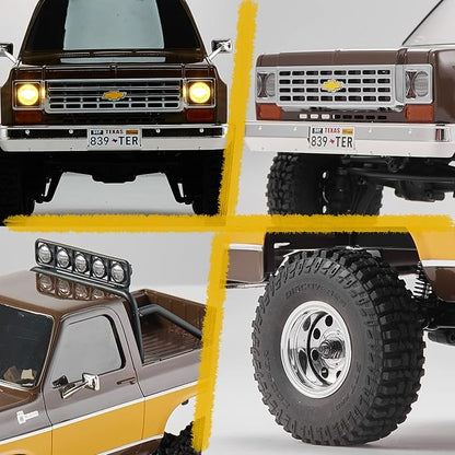 BEEZRC FMS 1/24 RC Crawler Officially Licensed Chevy K5 Blazer RC Car FCX24 RTR RC Pickup Truck SUV 4WD 2.4GHz Hobby RC Model 8km/h Mini car RC Off-Road Remote Control Car (Brown)