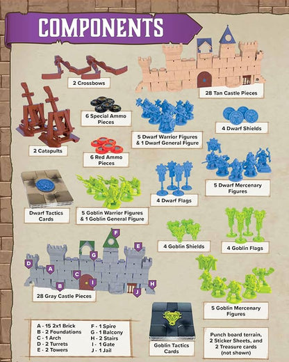 Restoration Games Crossbows and Catapults Fortress War - Dexterity Game for 2 Players - Build Launch and Topple Castles - 20-40 Min Playtime - Ages 7+