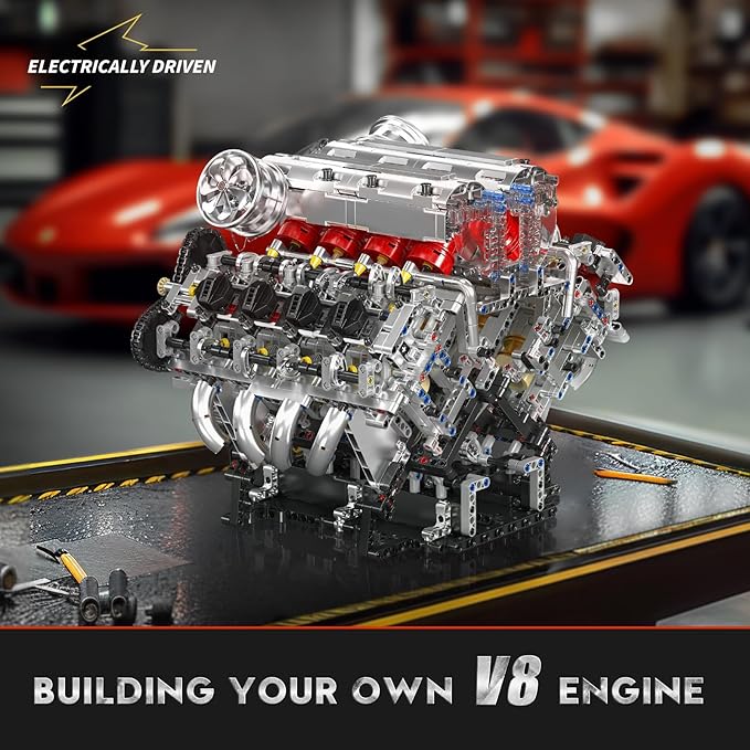 Mould King 10219 V8 Engine Model Kit - Build Your Own Supercar Model Engine STEM Engineering Building Blocks Sets with Motor 8-Cylinder Engine Building Kits for Teens Adults(2718 Pieces)
