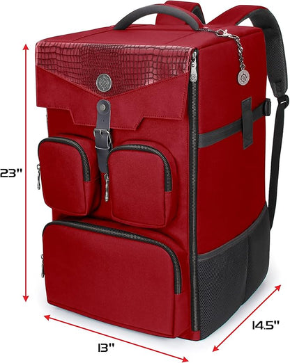 ENHANCE Collector's Edition Board Game Backpack - Reinforced Rigid Board Game Storage with Padded Shoulder Straps Carrying Handle and Accessories Pockets for Dice Card Games More (Dragon Red)