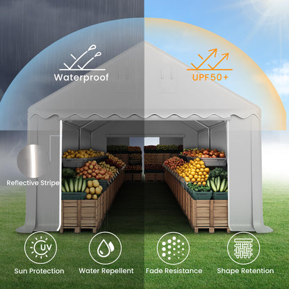PHI VILLA Portable Garage,13x26 ft Storage Tent Outside Commercial Sheds Carport Party Tents Shelter, Heavy Duty Event Canopy Shelters Waterproof UV Resistant with Rollup Zipper Doors