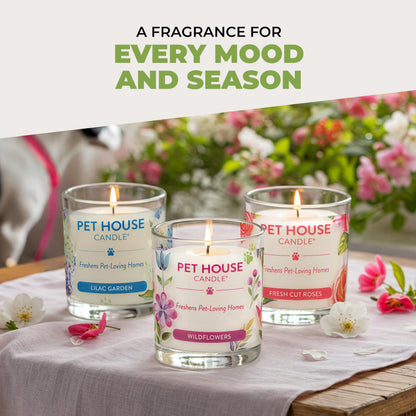 Pet House Candles, Long Burning Scented Candles for Pet Odors, Plant-Based, 60 Hour Burn Time - Lemongrass, 9 oz