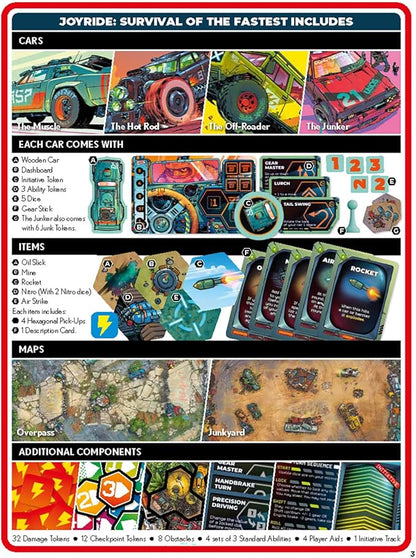 Rebellion Unplugged: Joyride: Survival of The Fastest - Car Combat Board Game Battle On Maps &amp Racetracks Ages 12+ 2-4 Players