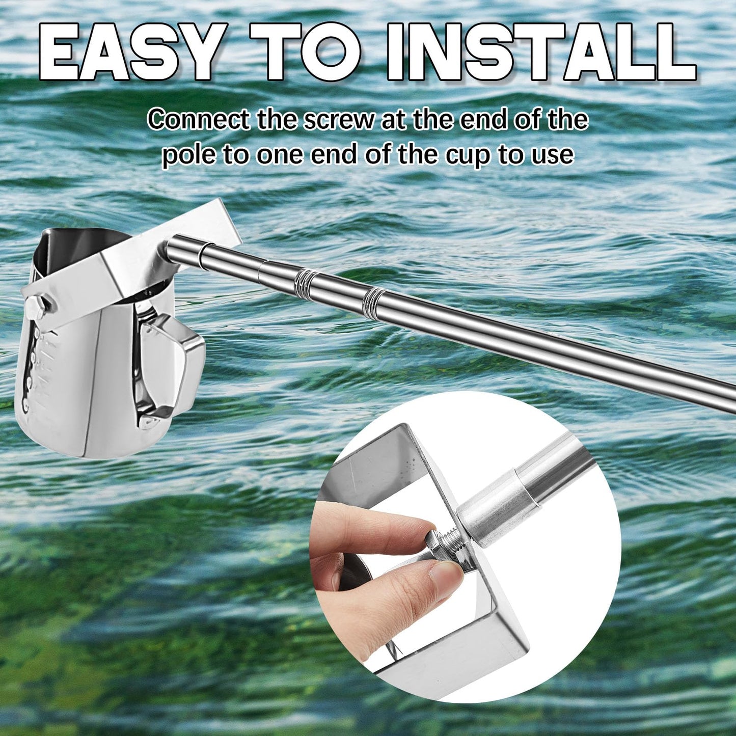 Maxdot 2 Pcs 3.6ft- 9.8 ft Telescopic Water Sampler Dipper, Pendulum Beaker Sample Ladle with Water Sampling, Pole Sampler Rod (550 Ml, Stainless Steel)