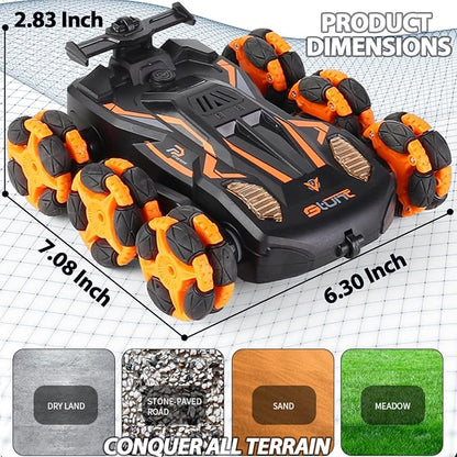 6WD Gesture Sensing RC Stunt Cars 2.4Ghz Remote Control CarsToys Gifts for Kids 8 9 10 11 12 Year Old Boys Girls360° Rotation Drift Car with Light &amp Music DMRC010-O