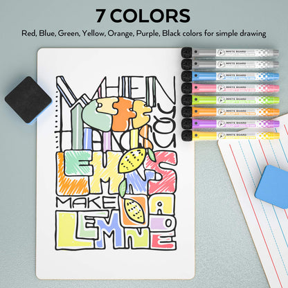 Nicpro Dry Erase Lap Board 9 x 12 inches 2 Pack Ruled Kid Double Sided Blank & Lined Small Lapboard with 8 Pens, 2 Eraser, Learning Mini Whiteboard Portable for Student and Classroom Use