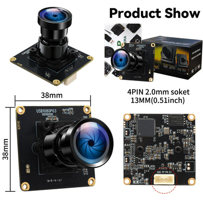 IFWATER Starvis USB Camera Module 0.0001Lux Ultra Low Light H.264 HDR 1080P Security Webcam Module with 110° Wide Angle Lens Plug and Play for Linux Windows Raspberry Pi