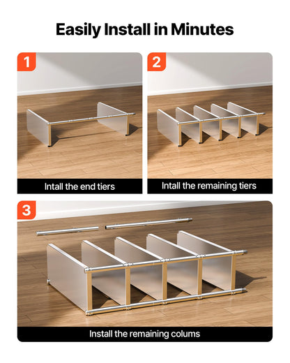 VEVOR Stainless Steel Shelving 48x18.5 Inch 5 Tier Adjustable Shelf Storage Unit Stainless Steel Heavy Duty Shelving for Kitchen Commercial Office Garage Storage 330lb Per Shelf