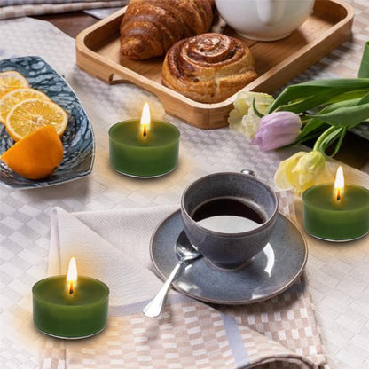 Scented Tealight Candles Handmade Candlesticks,12pcs Round Tea Light Candles Natural Bees Wax Tealight Candle Smokeless Candle Stciks for Spa Home Decor Party Gifts, (T01-12S-RDCD)