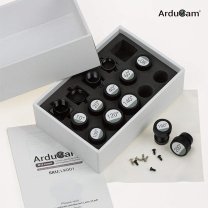 Arducam M12 Lens Set for Raspberry Pi & Arduino - Telephoto, Macro, Wide Angle, Fisheye (10-200) with Holder & Cleaning Cloth