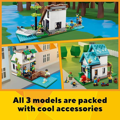 LEGO Creator 3 in 1 Cozy House Building Toys - Toy Figures &amp Pretend Play Playsets for Boys &amp Girls Ages 8+ - 3 Building Options - Gift for Birthdays - 31139