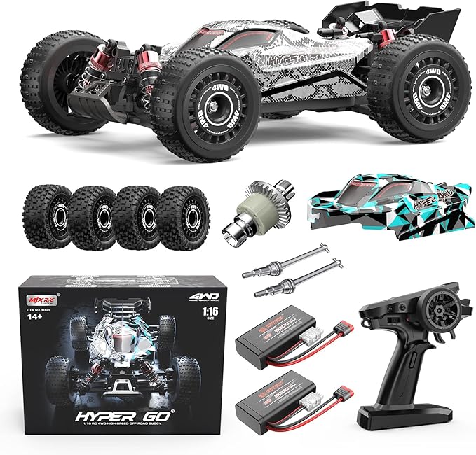 HYPER GO H16PL 1/16 RTR Fast Brushless RC Buggy for Adults Max 38 mph RC Truck 4WD High Speed Racing Car with 2S 2000 mAh Battery for RC Basher