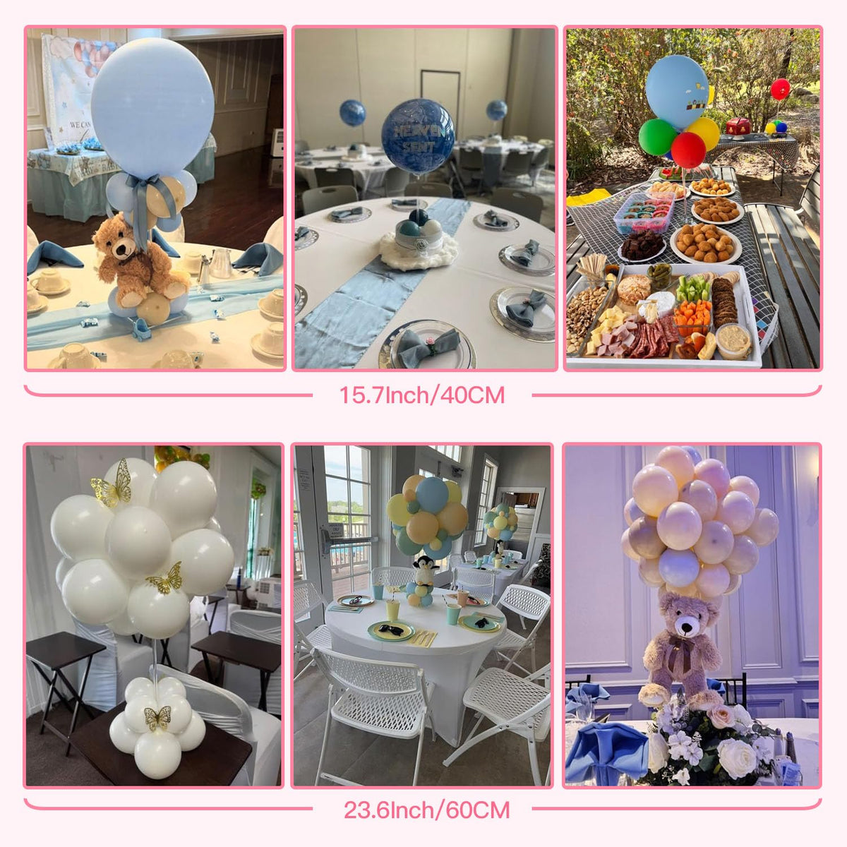 TEKXYZ Clear Acrylic Balloon Stands for Table, Adjustable Height 15.75 Inch, 23.6 Inch, 31.5 Inch Reusable Balloon centerpieces for Tables, for Wedding, Birthdays Table& Floor Decor (Set of 10)