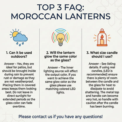 Vela Lanterns Hanging Moroccan Lamp - Exotic Decorative Patio & Porch Decor, Indoor Outdoor Tea Light Candle Lantern Holder with Chain (11" Medium, Cobalt Blue Glass)