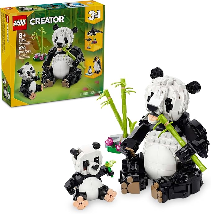 LEGO Creator 3 in 1 Wild Animals Panda Family - Building Toy Kit for Kids with 3 Building Options Panda Penguin or Orca - 8 Year Old Girl &amp Boy Birthday Gifts - 31165