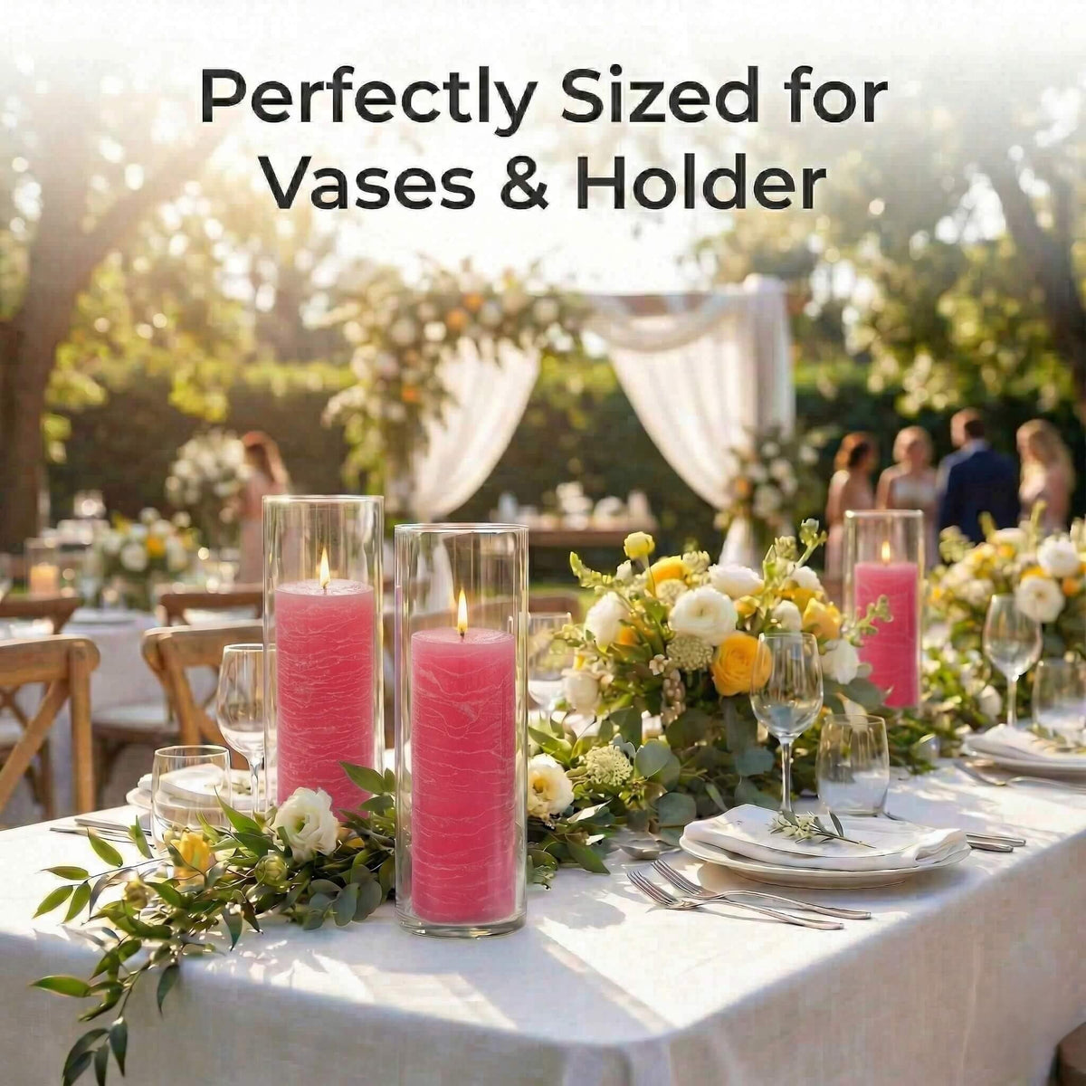 Richland Set of 3 Pillar Candles 3" x 6" Unscented (Pink Rustic) for Weddings Home Holidays Relaxation Spa Church