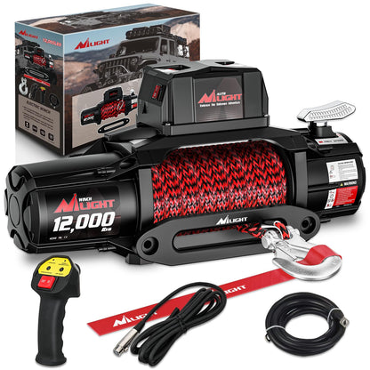 Nilight 12000lbs Electric Winch 12V Waterproof IP68 for Trailer Jeep ATV UTV Truck SUV Towing Portable Winches with Synthetic Rope 3-IN-1 Smart Remote