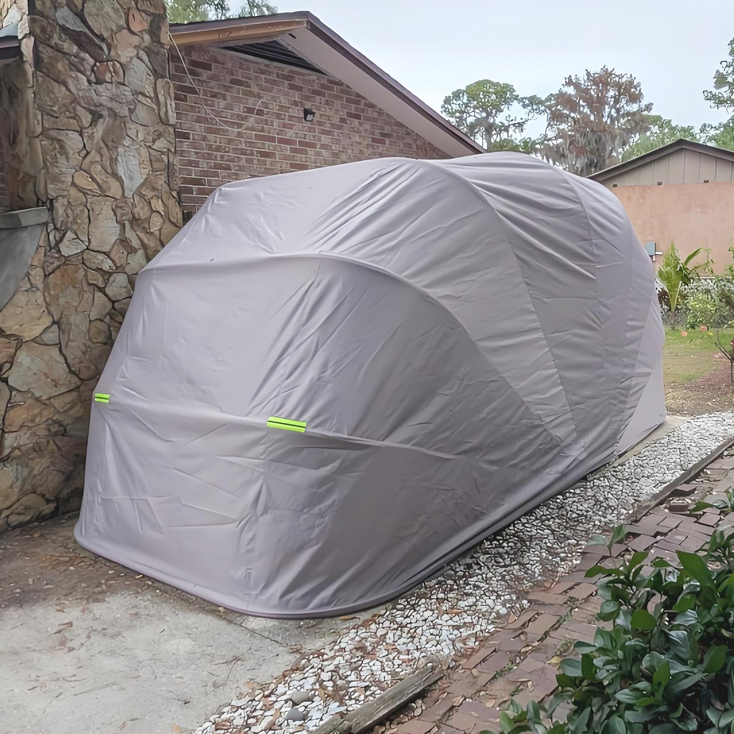 Retractable Foldable Carport, 19.35 x 8.8 ft Stainless Steel Portable Car Garage, All-Weather Collapsible Car Shelter with Ground Lock, Heavy Duty Car Canopy Tent for SUV, Grey (5.9M, Stainless Steel)