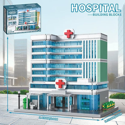 Hospital Building Blocks Set 1350 Pieces Modern City Architecture Model with Detailed Interior Micro Mini Bricks Construction Toy Medical Center Clinic Gift for Adults &amp Teens