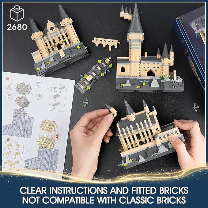Magic CastIe BuiIding Set MOC Architecture Micro BuiIding BIocks Kit CollectibIe Model Toys Gifts Toys for Adults Teens 14+ (2680 Pieces)