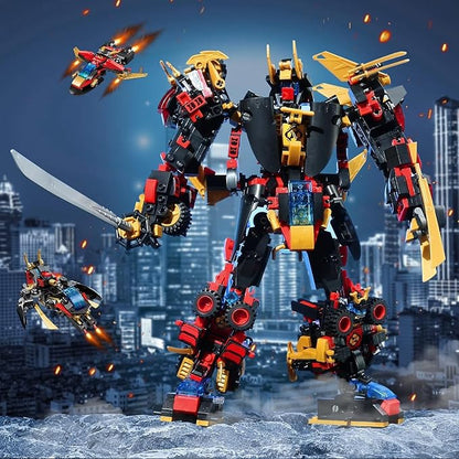 QLT QIAOLETONG 12 in 1 Transforming Mecha Robot Building SetMech Model Building Kit 542 PCS Compatible with Lego Ninja Mech Warrior Cool Robots Toys Gift for Adults