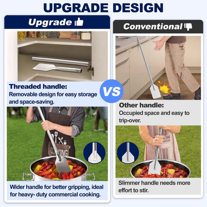 ARC WS121 48 Inch Stainless Steel Mixing Paddle with Threads Removable Handle Long Stir Paddle for Large Batch Cooking Crawfish Boil and Brewing Beer