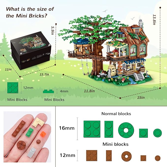 Idea Tree House Bricks Model Toys Set Forest House Building Blocks Street View Sets for Adults Ages 14+ Tree House Display 4761 PCS