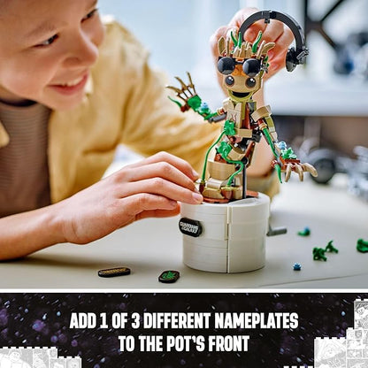 LEGO Marvel Dancing Groot Guardians of The Galaxy Toy Buildable Birthday Gift Marvel Toy Super Hero Hand-Operated Interactive Playset Marvel Gift for Kids Animated Groot Figure 76297