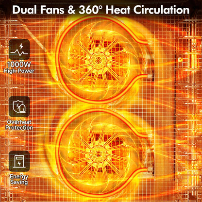 Food Dehydrator Machine 12 Stainless Steel Trays 1000W Meat Dehydrator for Home Use, 24H Timer & 195℉ Temperature Control Food Dryer for Jerky Fruit Herbs Mushroom Dog Treats