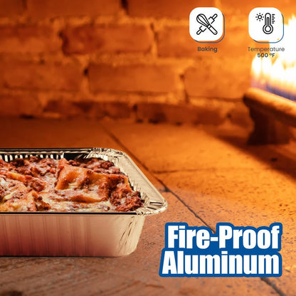 EHOMEA2Z Aluminum Pans Disposable Half Size (10 Pack) – MADE IN USA – 9x13 Heavy Duty Foil Pans, Durable & Recyclable Baking Pans, Eco-Friendly, Lightweight, Great for BBQ, Parties & Catering
