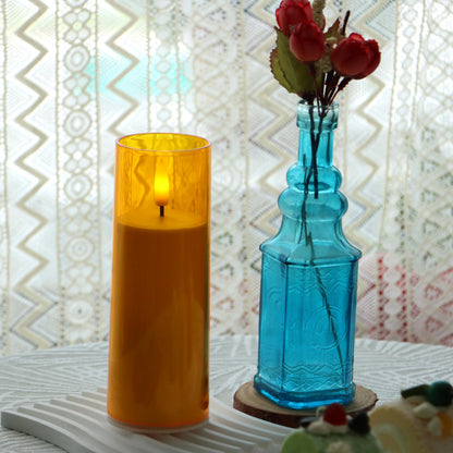 CANDLE CHOICE Indoor Outdoor Flameless Candles with Timer Waterproof Realistic Flickering Battery Operated Pillar LED Lights with Acrylic Shell Wedding Party Christmas Decorations 6 Pack 2”x6” Gold