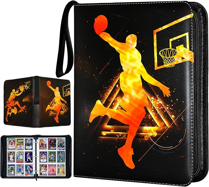 Basketball Cards Binder 900 Pockets Trading Cards Holder Card Collectors AlbumTrading Card Binder 9 Pocket with 50 Removable Sleeves for Basketball Card and Sports Card