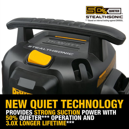 DEWALT 5 Gallon 4 HP STEALTHSONIC Shop Vacuum Wet and Dry DXV05S-QTB with 6 Dust Bags Ultra Quiet Stainless Steel Wet/Dry Vacuum Cleaner with Powerful Suction for Garage, Jobsite, and Workshop