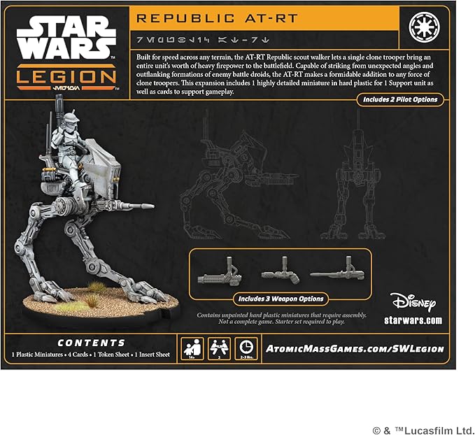 Asmodee Star Wars: Legion Republic AT-RT - Tabletop Miniatures Game Strategy Game for Kids and Adults Ages 14+ 2 Players 3 Hour Playtime