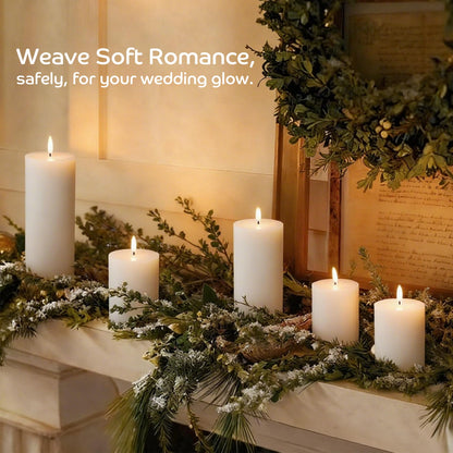 JOIONE Battery Operated Candles with Remote, LED Flameless Real Wax Pillar Candles Set of 4, Timer Function, Safe Home Décor for Living Room, Bedroom, and Dining Table, White