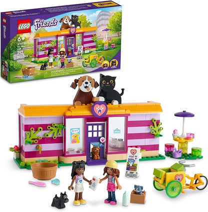 LEGO Friends Pet Adoption Café 41699 Building Toy - Collectible Animal Rescue Set with Olivia &amp Priyanka Mini-Dolls Cat &amp Dog Figures Creative Toys for Boys Girls and Kids Ages 6+