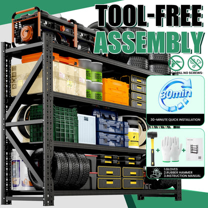 VIYET 4-Tier Heavy Duty Garage Shelving,Industrial Shelving for Maximum Capacity,Garage Storage Racks Heavy Duty Steel Shelves,Ultra-Wide Metal Rack for 3‑Car Garages,Warehouses