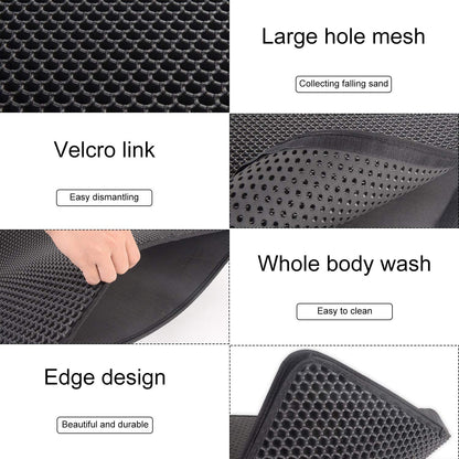 Cat Litter Box Mat Litter Double-Layer Design Waterproof Urine Proof Material, Easy Clean and Floor Carpet Protection Best Scatter Control Easy to Clean, Soft on Paws Cat Tray Mat (Small) (S (Pack of 1))